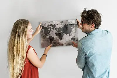 Concrete World Map Magnetic Board