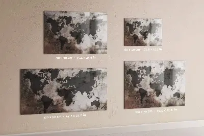 Concrete World Map Magnetic Board