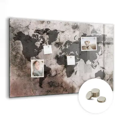 Concrete World Map Magnetic Board