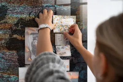 Magnetic glass dry erase board with a rustic world map design