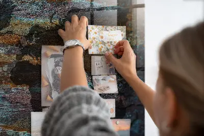 Magnetic glass dry erase board with a rustic world map design