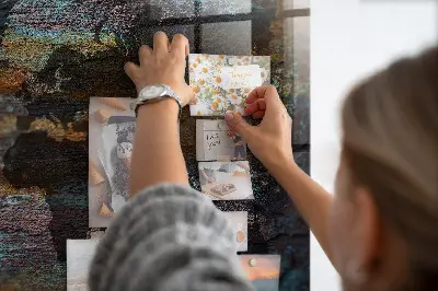 Magnetic glass dry erase board with a rustic world map design