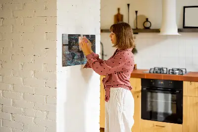Magnetic glass dry erase board with a rustic world map design
