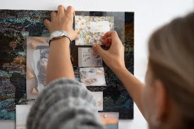 Magnetic glass dry erase board with a rustic world map design
