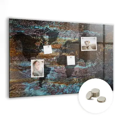 Magnetic glass dry erase board with a rustic world map design