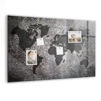 Magnetic wall board with a concrete world map design