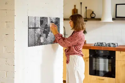 Magnetic wall board with a concrete world map design