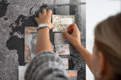Magnetic wall board with a concrete world map design