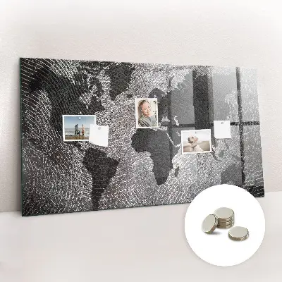 Magnetic wall board with a concrete world map design