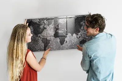 Magnetic wall board with a concrete world map design