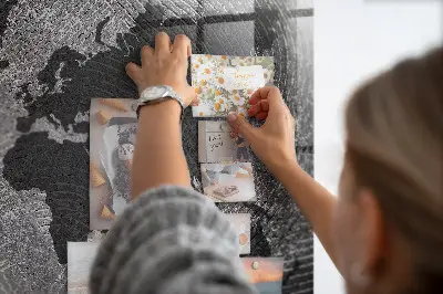 Magnetic wall board with a concrete world map design