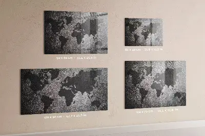 Magnetic wall board with a concrete world map design