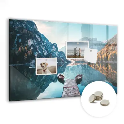 Boats on the lake magnetic glass dry erase board