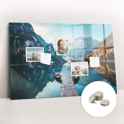 Boats on the lake magnetic glass dry erase board