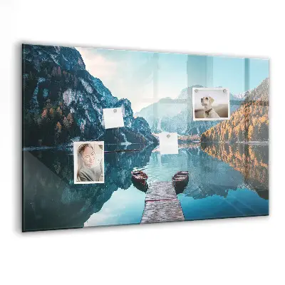 Boats on the lake magnetic glass dry erase board