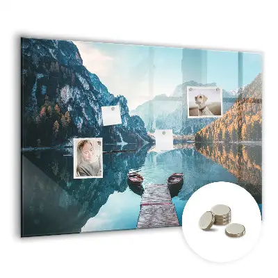 Boats on the lake magnetic glass dry erase board