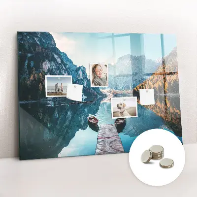 Boats on the lake magnetic glass dry erase board