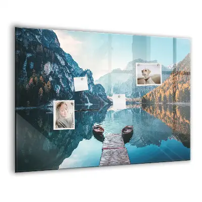 Boats on the lake magnetic glass dry erase board