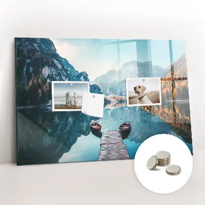 Boats on the lake magnetic glass dry erase board