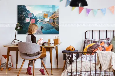 Boats on the lake magnetic glass dry erase board