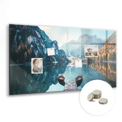 Boats on the lake magnetic glass dry erase board