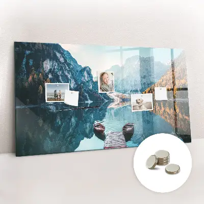 Boats on the lake magnetic glass dry erase board