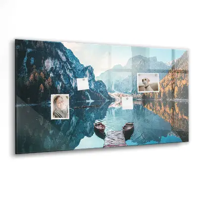 Boats on the lake magnetic glass dry erase board