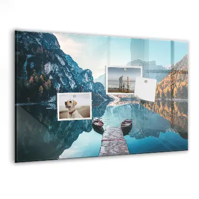 Boats on the lake magnetic glass dry erase board