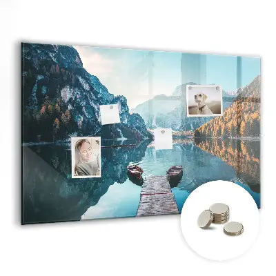 Boats on the lake magnetic glass dry erase board