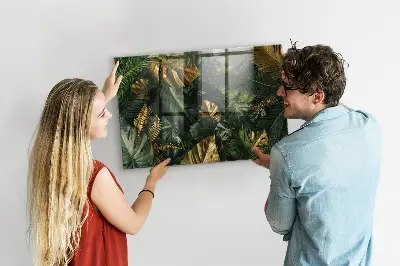 Jungle Leaves Magnetic Glass Dry Erase Board