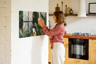 Jungle Leaves Magnetic Glass Dry Erase Board