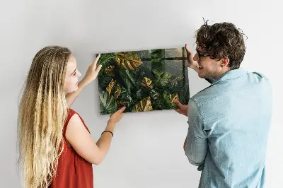 Jungle Leaves Magnetic Glass Dry Erase Board
