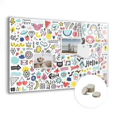 Magnetic glass dry erase board for pictures and sketches