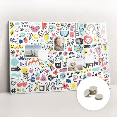 Magnetic glass dry erase board for pictures and sketches