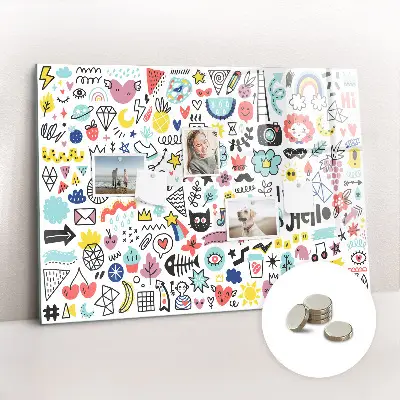 Magnetic glass dry erase board for pictures and sketches