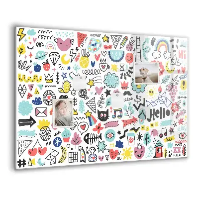 Magnetic glass dry erase board for pictures and sketches