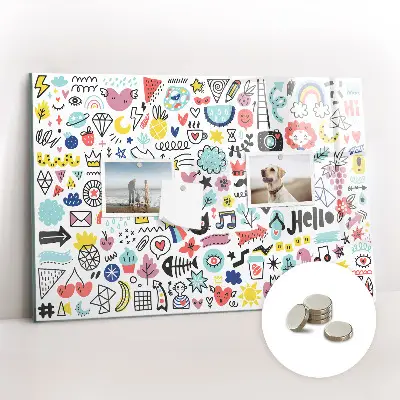 Magnetic glass dry erase board for pictures and sketches