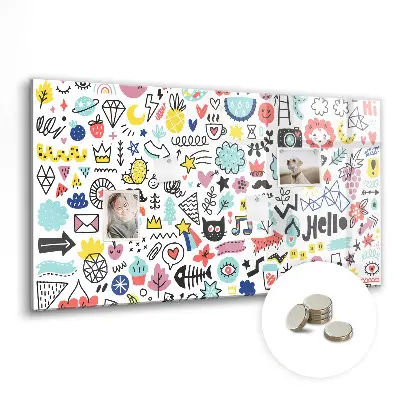 Magnetic glass dry erase board for pictures and sketches
