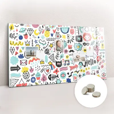 Magnetic glass dry erase board for pictures and sketches