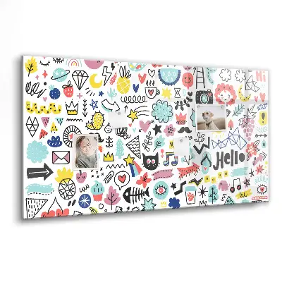 Magnetic glass dry erase board for pictures and sketches