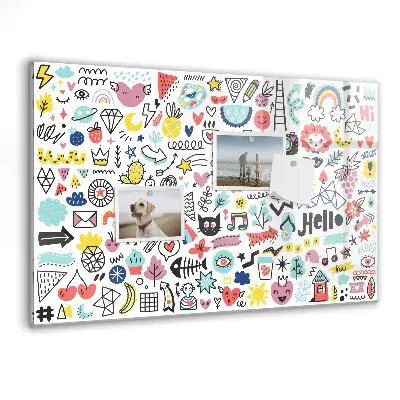 Magnetic glass dry erase board for pictures and sketches