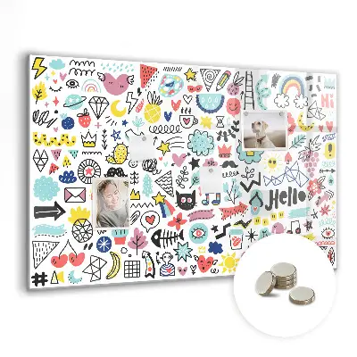 Magnetic glass dry erase board for pictures and sketches