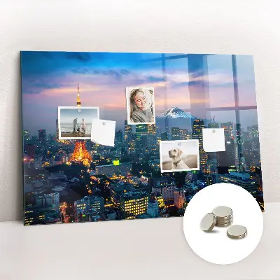 City at night magnetic glass dry erase board