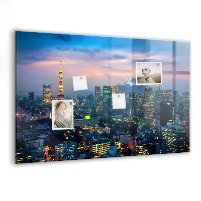 City at night magnetic glass dry erase board