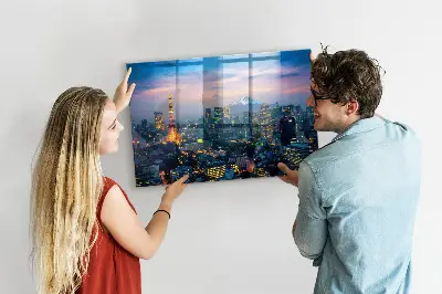 City at night magnetic glass dry erase board