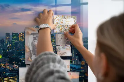 City at night magnetic glass dry erase board