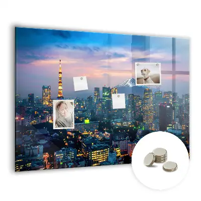 City at night magnetic glass dry erase board