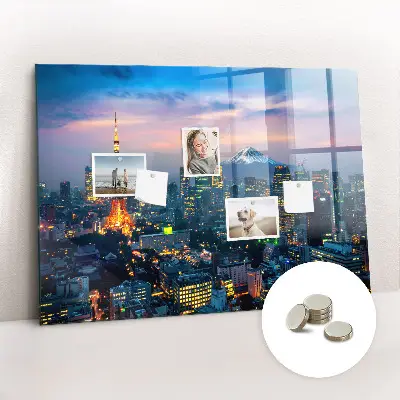 City at night magnetic glass dry erase board
