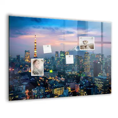 City at night magnetic glass dry erase board