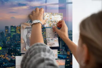 City at night magnetic glass dry erase board